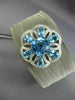 WIDE 9.33CT DIAMOND & AAA BLUE TOPAZ 14KT GOLD & STAINLESS STEEL BANGLE BRACELET