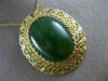 ANTIQUE LARGE AAA GREEN JADE 14K YELLOW GOLD CLASSIC FILIGREE PIN PENDANT #21962
