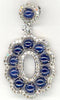1.84CT DIAMOND & AAA SAPPHIRE 14KT WHITE GOLD CABOCHON & ROUND FLOATING PENDANT