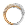 1.80CT WHITE CANARY & PINK DIAMOND 18K TRI COLOR GOLD MULTI ROW ANNIVERSARY RING