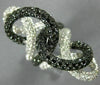 ESTATE EXTRA LARGE 6.70CT WHITE & BLACK DIAMOND 14KT WHITE GOLD LOVE KNOT RING