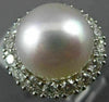 ESTATE LARGE 1.40CT DIAMOND & AAA SOUTH SEA PEARL 18KT WHITE GOLD HALO FUN RING
