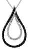 .44CT WHITE & BLACK DIAMOND 14K WHITE & BLACK GOLD DOUBLE OPEN TEAR DROP PENDANT