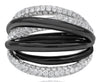 ESTATE LARGE 1.60CT DIAMOND 18K WHITE & BLACK GOLD 3D MULTI ROW CRISS CROSS RING