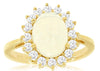 2.35CT DIAMOND & AAA OPAL 14KT YELLOW GOLD OVAL & ROUND CLASSIC FLOWER LOVE RING