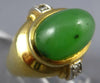ESTATE 9.10CT DIAMOND & AAA CABOCHON JADE 18K 2 TONE GOLD OVAL & ROUND FUN RING