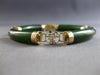 ANTIQUE LARGE & LONG AAA CHINESE JADE 14K YELLOW GOLD CUFF LUCKY BRACELET #28088