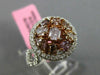 ESTATE LARGE 1.69CT MULTI COLOR DIAMOND 18KT WHITE ROSE GOLD FILIGREE ROUND RING