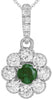 .43CT DIAMOND & AAA EMERALD 14KT WHITE GOLD CLASSIC FLOWER LOVE FLOATING PENDANT
