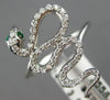 ESTATE LARGE .34CT DIAMOND & AAA EMERALD 14KT WHITE GOLD 3D SNAKE SWIRL FUN RING