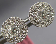 LARGE .85CT DIAMOND 14KT WHITE GOLD FLOWER INTERCHANGEABLE JACKET STUD EARRINGS