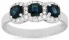 1.24CT DIAMOND & AAA SAPPHIRE 14KT WHITE GOLD 3 STONE PAST PRESENT FUTURE RING