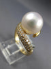 LARGE .48CT DIAMOND & AAA SOUTH SEA PEARL 14KT YELLOW GOLD CRISS CROSS LOVE RING