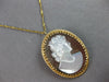 ESTATE LARGE AAA MOTHER OF PEARL 14KT YELLOW GOLD LADY CAMEO PIN PENDANT