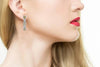 LARGE 3.64CT WHITE & FANCY YELLOW DIAMOND 18KT 2 TONE GOLD 5 STONE HALO EARRINGS