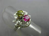 LARGE 1.07CT DIAMOND & AAA PINK YELLOW SAPPHIRE 14KT WHITE GOLD FLOWER LOVE RING