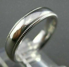 ESTATE 14KT WHITE GOLD 3D MILGRAIN CLASSIC SOLID WEDDING RING 4MM WIDE #1523