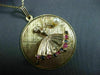 ANTIQUE LARGE 14KT YELLOW GOLD & AAA MULTI GEM FLOATING BALLERINA PENDANT #22522