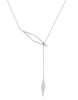 ESTATE .21CT DIAMOND 14KT WHITE GOLD 3D CLASSIC DOUBLE LEAF LARIAT FUN NECKLACE