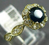 ESTATE 1.07CT DIAMOND & AAA SAPPHIRE 14K YELLOW GOLD FLOWER LEAF ENGAGEMENT RING