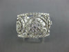 ESTATE WIDE 1.04CT DIAMOND 18KT WHITE GOLD 3D FLOWER OPEN FILIGREE FUN RING