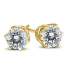 1.0CT DIAMOND 14KT YELLOW GOLD 3D CLASSIC ROUND 6 PRONG SOLITAIRE STUD EARRINGS