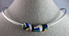 LARGE .15CT DIAMOND & MULTI COLOR ENAMEL 14KT 2 TONE GOLD SLIDER OMEGA NECKLACE
