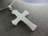 ESTATE LARGE .20CT DIAMOND 14KT WHITE GOLD CLASSIC DOUBLE PLATED CROSS PENDANT