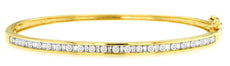 1CT DIAMOND 14KT YELLOW GOLD ROUND & BAGUETTE SEMI ETERNITY CUFF BANGLE BRACELET