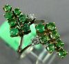 ESTATE WIDE .86CT DIAMOND & AAA EMERALD 18K 2 TONE GOLD OPEN GRAPE VINE FUN RING