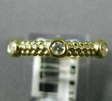 ESTATE .11CT DIAMOND 14K YELLOW GOLD ROPE 3 STONE BEZEL WEDDING ANNIVERSARY RING