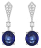 8.74CT DIAMOND & AAA SAPPHIRE 18KT WHITE GOLD OVAL & ROUND PENTAGON FUN EARRINGS