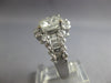 ESTATE LARGE 4.21CT DIAMOND 18K WHITE GOLD OVAL ROUND & BAGUETTE ENGAGEMENT RING