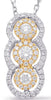 .43CT DIAMOND 14KT 2 TONE GOLD 3D CLUSTER FLOWER 3 STONE HALO FLOATING PENDANT