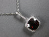 ESTATE 2.0CT DIAMOND & AAA GARNET 14K WHITE GOLD 3D CUSHION & ROUND HALO PENDANT