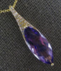 LARGE 2.74CT DIAMOND & AAA AMETHYST 14KT YELLOW GOLD 3D MARQUISE & ROUND PENDANT