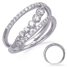 .69CT DIAMOND 14KT WHITE GOLD 3D ROUND SHARED PRONG GRADUATING JOURNEY LOVE RING