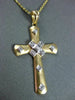 ESTATE .08CT ETOILE DIAMOND 14K WHITE & YELLOW GOLD CROSS PENDANT & CHAIN #22924