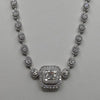 EXTRA LARGE 10.61CT DIAMOND 18KT WHITE GOLD 3D ROUND & BAGUETTE SQUARE NECKLACE