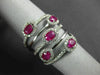ESTATE LARGE 1.65CT DIAMOND & AAA RUBY 14K WHITE GOLD MULTI ROW ANNIVERSARY RING