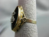 ANTIQUE OLD MINE DIAMOND & ONYX 14KT TWO TONE GOLD SWIRL MARQUISE RING #21458