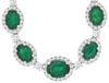 LARGE 17.4CT DIAMOND & AAA EMERALD 14KT WHITE GOLD 3D OVAL & ROUND HALO NECKLACE