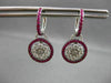 ANTIQUE 1.53CT PINK SAPPHIRE & DIAMOND 18KT WHITE GOLD FLOWER HANGING EARRINGS