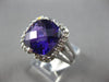 LARGE 5.15CT DIAMOND & AAA AMETHYST 14KT WHITE GOLD 3D CUSHION & ROUND HALO RING