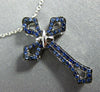 ESTATE SMALL .18CT AAA SAPPHIRE 18KT WHITE GOLD 3D FILIGREE CROSS PENDANT