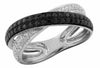 ESTATE .60CT WHITE & BLACK DIAMOND 14KT WHITE GOLD 3D MULTI ROW X LOVE RING