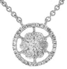 ESTATE .55CT DIAMOND 14KT WHITE GOLD 3D CLASSIC FLOWER HALO LOVE NECKLACE
