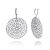 LARGE .33CT DIAMOND 18KT WHITE GOLD MULTI HEART FILIGREE FLOWER HANGING EARRINGS