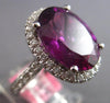 LARGE 4.48CT DIAMOND & AAA RHODOLITE 18K WHITE GOLD OVAL & ROUND ENGAGEMENT RING