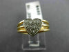 ESTATE .20CT DIAMOND 14KT YELLOW GOLD 3D MULTI ROW PAVE HEART LOVE RING #17221